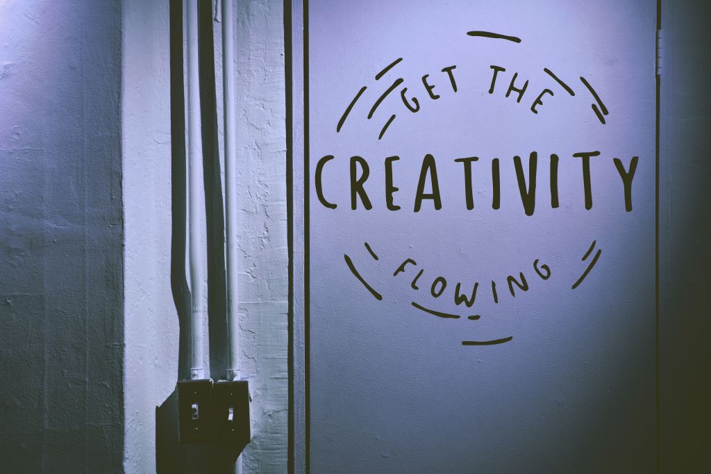 Decorative image with the text "Get the creativity flowing"